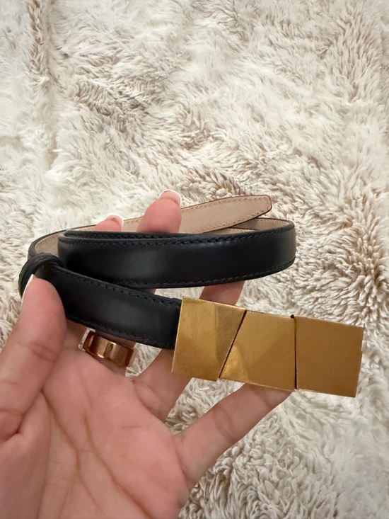 Khaite Axel Belt 85 Gold Black Leather Medium main image 6